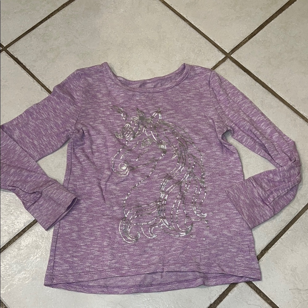 Purple Long Sleeve Tee with Floral Design